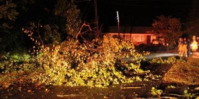 Caution: power line down on Fleshman St, Appomattox