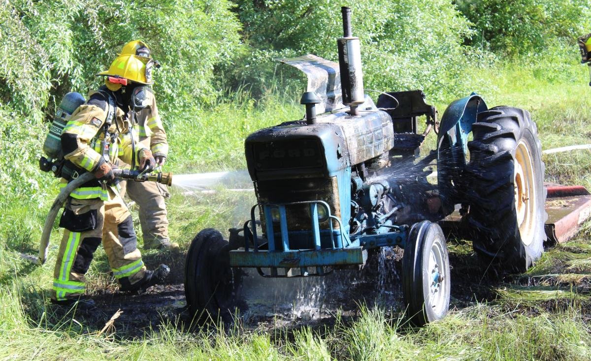 Tractor catches fire in Appomattox County field